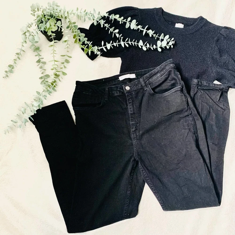 Zara Z1975 Denim High Rise Skinny Jeans in Black - Picture 1 of 3